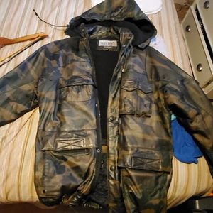 M.JULIAN Leather Camoaflage Hood Coat